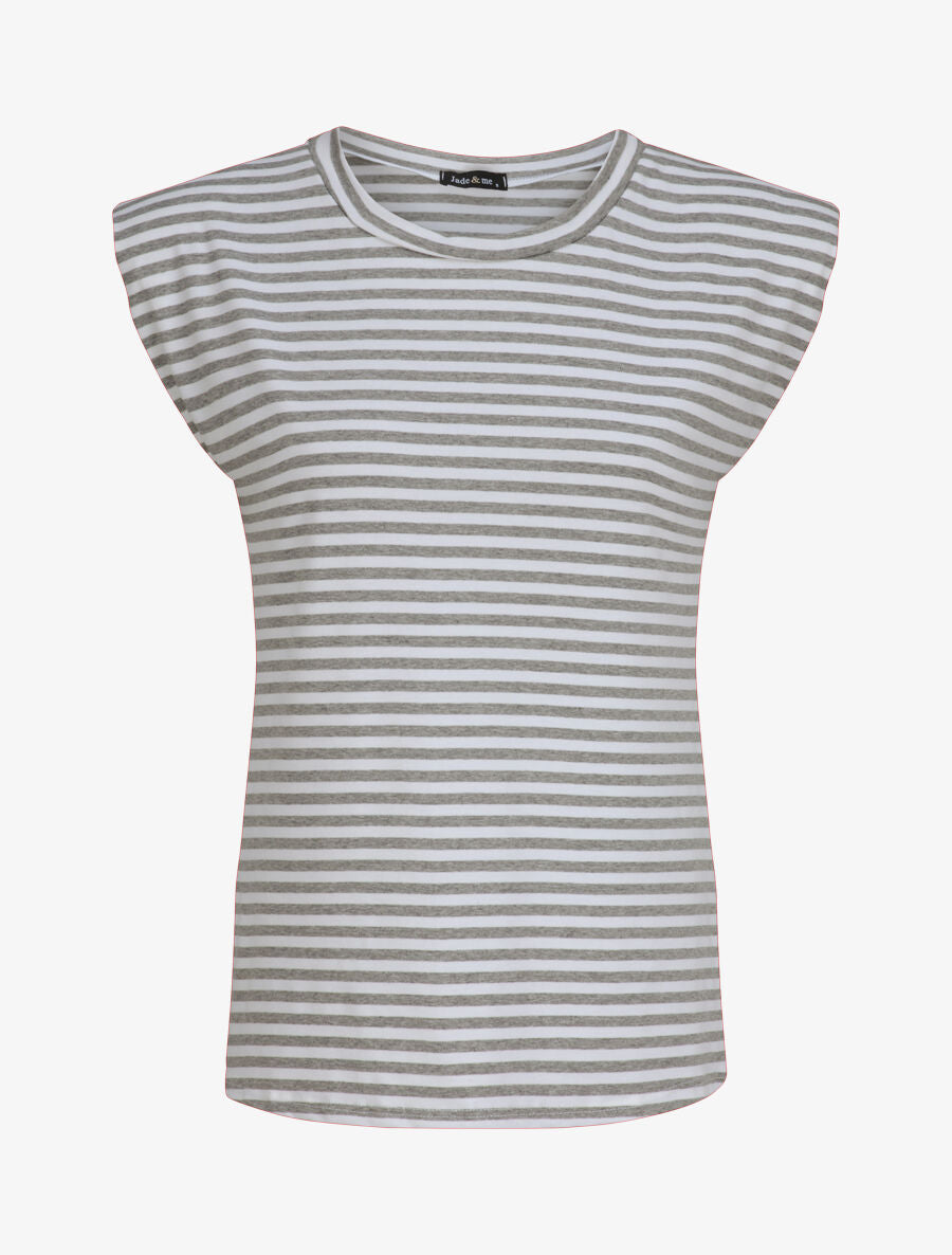 Top marinière coupe droite à épaulettes - Gris clair - 1