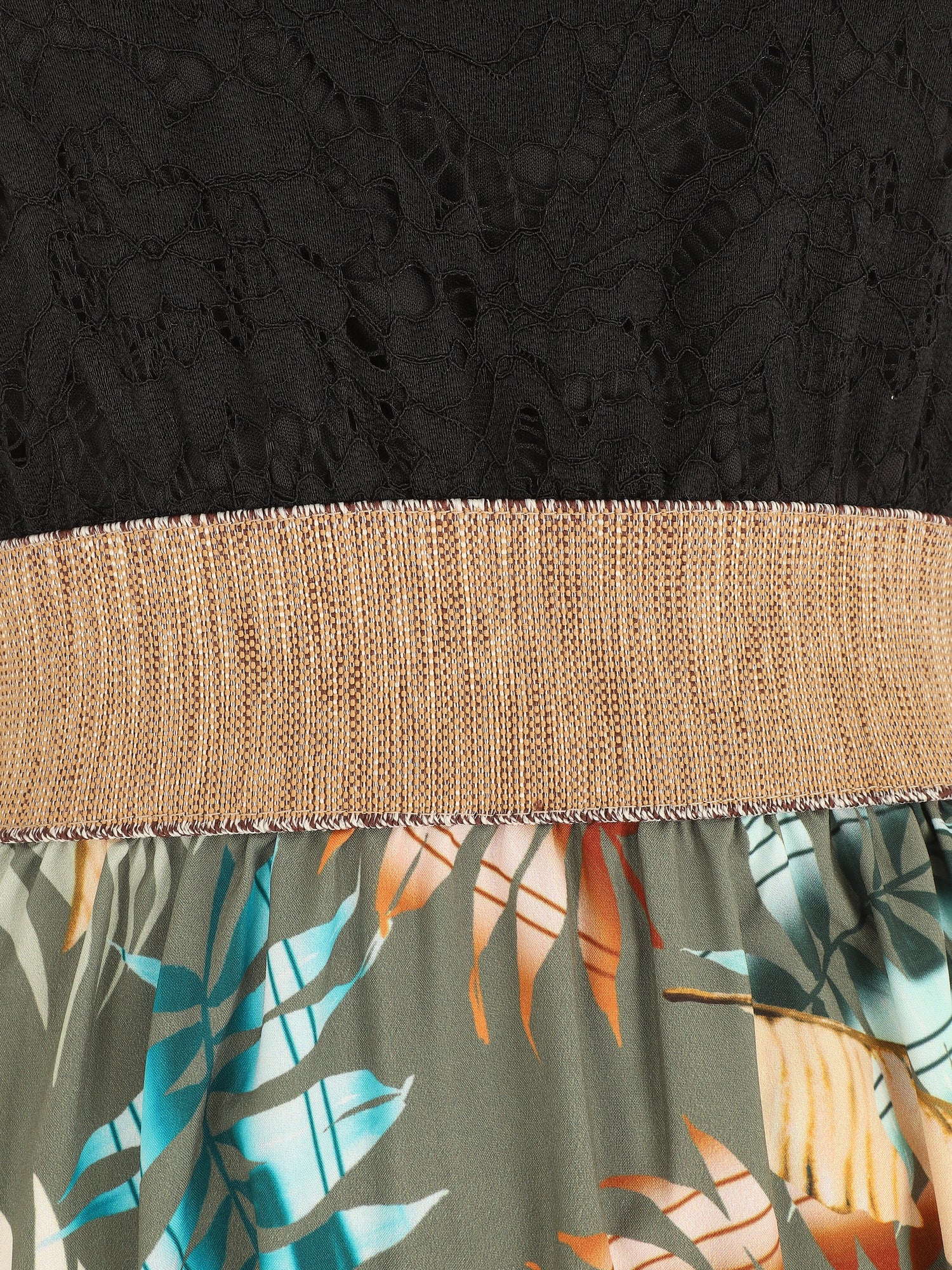 Robe longue à bustier en dentelle - Kaki - 3