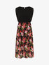 Robe longue sans manches en voile imprimé orchidées - Noir - 1