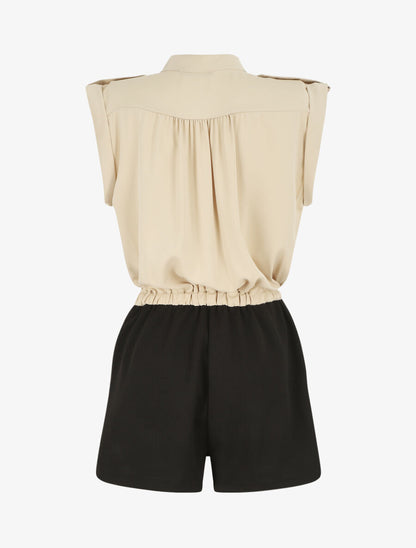 Combishort fluide sans manches - Beige - 2