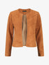 Veste droite unie en suédine - Camel - 5