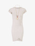 Robe froncée unie manches courtes - Beige - 5