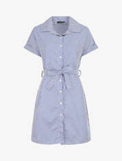 Robe chemise rayée manches courtes - Bleu - 5