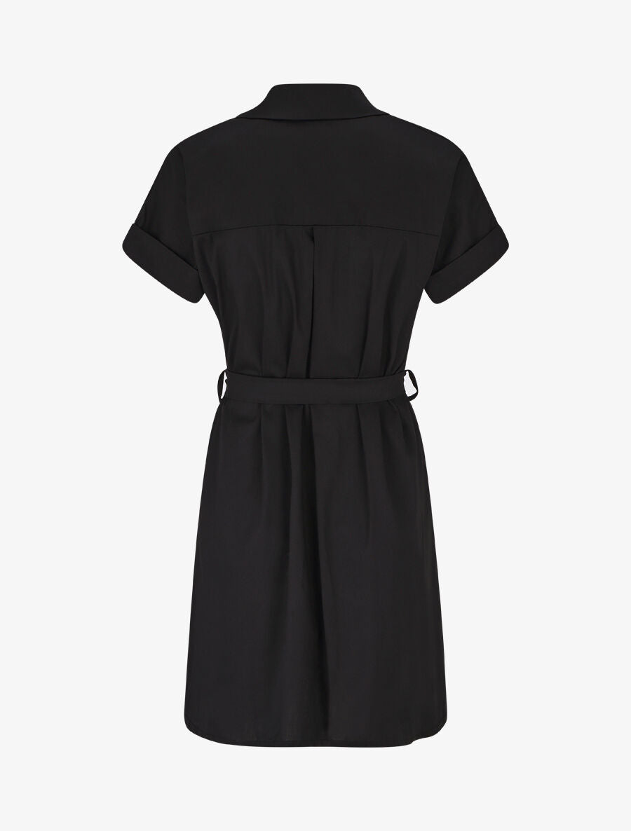 Robe chemise courte unie manches courtes - Noir - 2