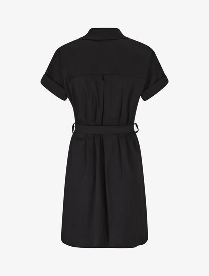 Robe chemise courte unie manches courtes - Noir - 2