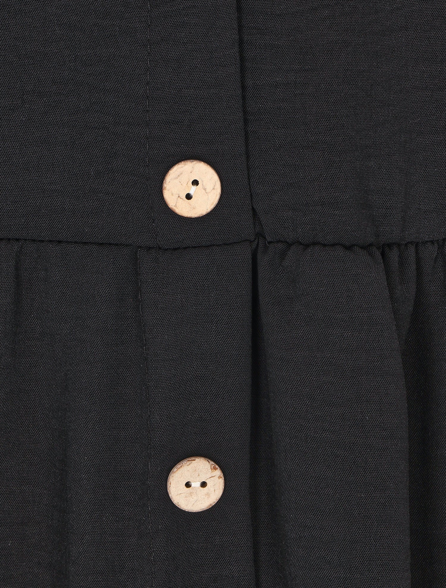 Robe longue boutonnée unie à fines bretelles - Noir - 3