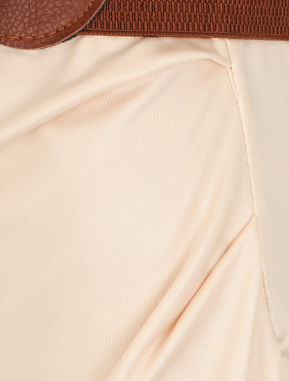 Robe ajustée style portefeuille sans manches - Beige - 3