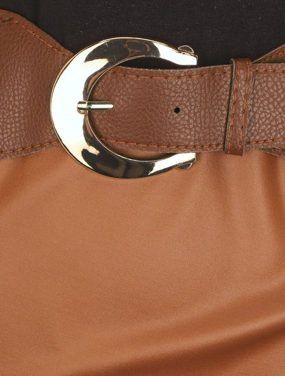 Robe ajustée style portefeuille sans manches - Camel - 3