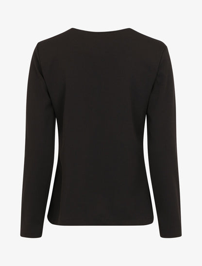 Veste droite boutonnée unie - Noir - 2