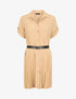 Robe chemise effet plissé à manches 3/4 - Camel - 5