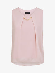 Top droit sans manches col à chaîne - Rose - 5