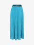 Jupe longue évasée plissée - Bleu canard - 1
