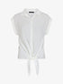 Chemise plissée à noeud et manches courtes - Blanc - 1