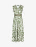Robe longue imprimé fleuri à taille élastiquée irisée - Kaki - 1