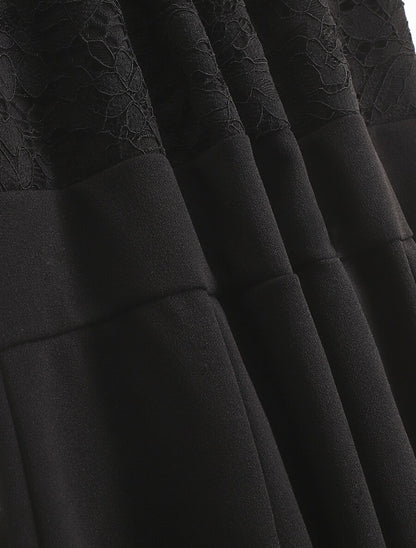 Combinaison manches courtes et dentelle - Noir - 3