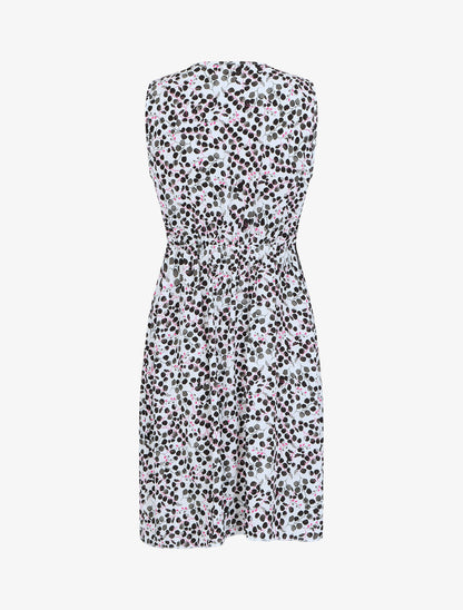 Robe mi-longue sans manches motif feuilles - Noir - 2