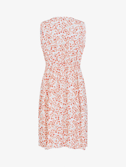 Robe mi-longue sans manches motif feuilles - Rose pêche - 2