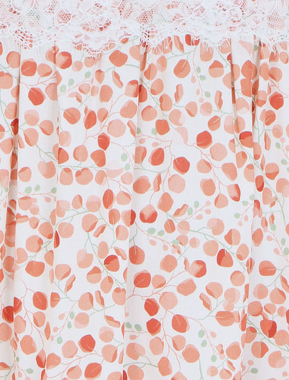 Robe mi-longue sans manches motif feuilles - Rose pêche - 3