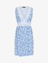 Robe mi-longue sans manches motif feuilles - Bleu - 1