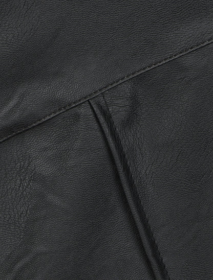 Jupe courte asymétrique en simili - Noir - 3