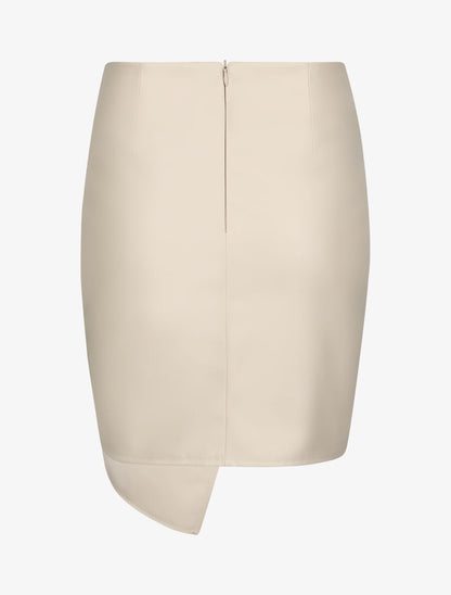 Jupe courte asymétrique en simili - Beige - 2