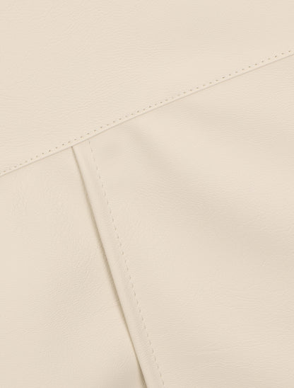Jupe courte asymétrique en simili - Beige - 3