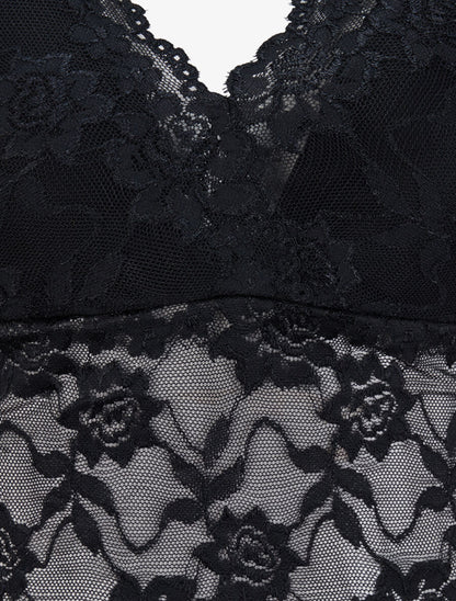 Crop top transparent en dentelle - Noir - 3