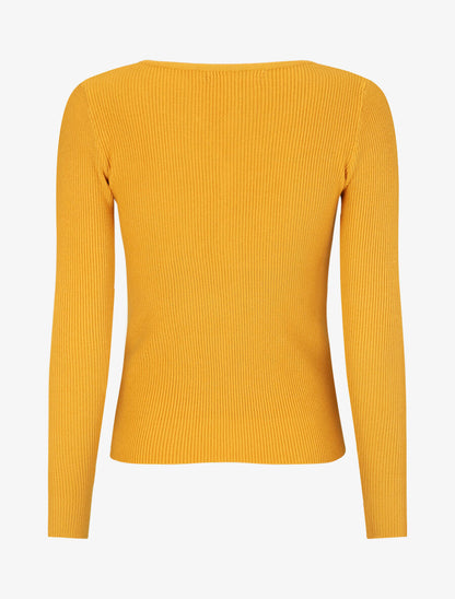 Pull côtelé manches longues - Moutarde - 2