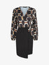 Robe portefeuille ajustée imprimé fantaisie - Noir - 1