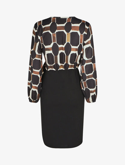 Robe portefeuille ajustée imprimé fantaisie - Noir - 2