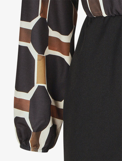Robe portefeuille ajustée imprimé fantaisie - Noir - 3