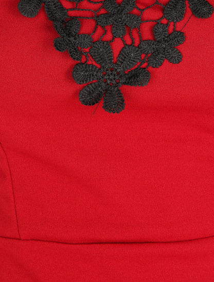 Robe ajustée sans manches col crochet - Bordeaux - 4