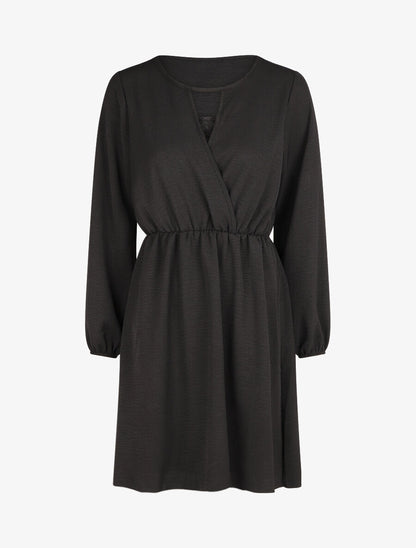 Robe courte évasée col à dentelle - Noir - 1