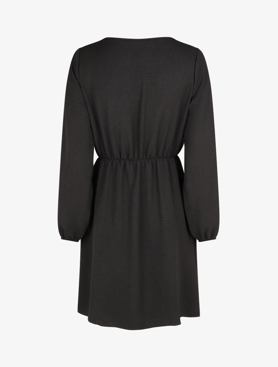 Robe courte évasée col à dentelle - Noir - 2