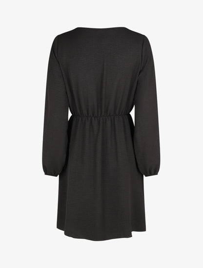 Robe courte évasée col à dentelle - Noir - 2