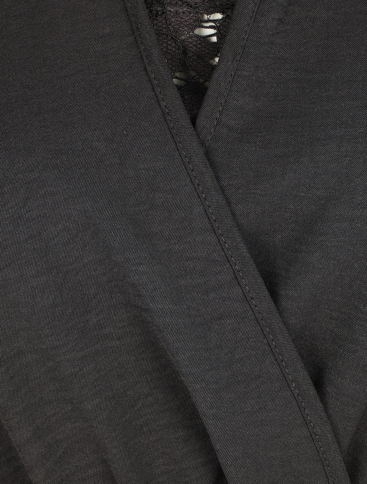 Robe courte évasée col à dentelle - Noir - 3