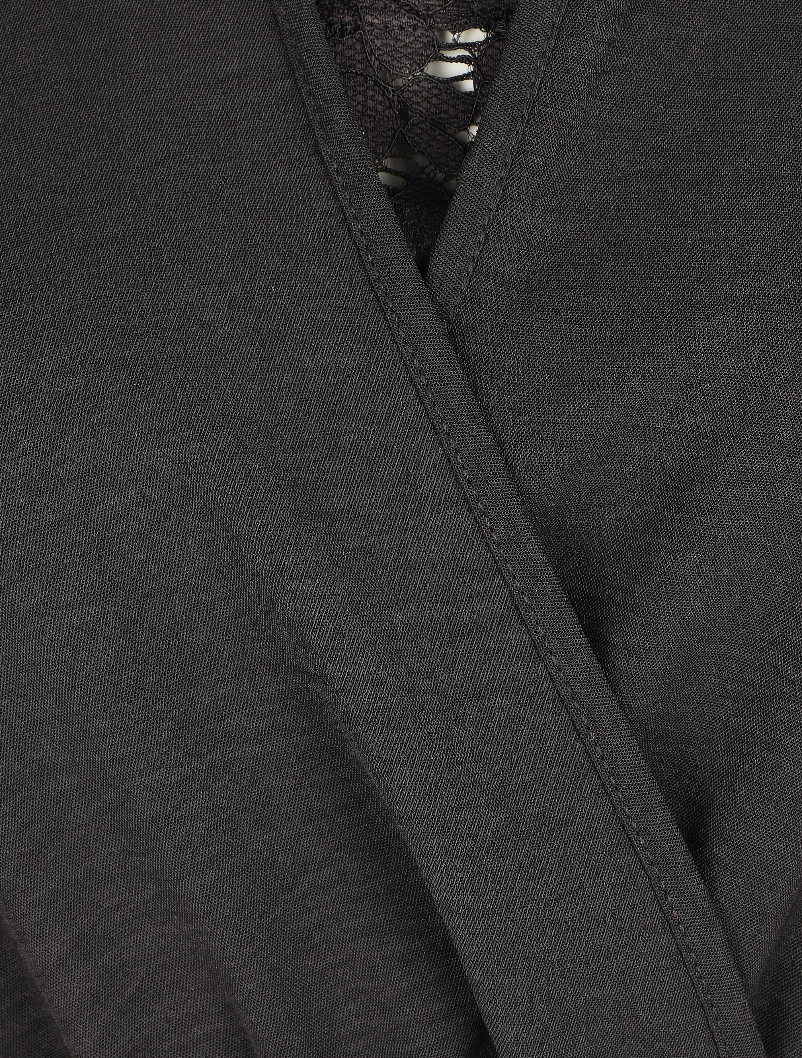 Robe courte évasée col à dentelle - Noir - 3