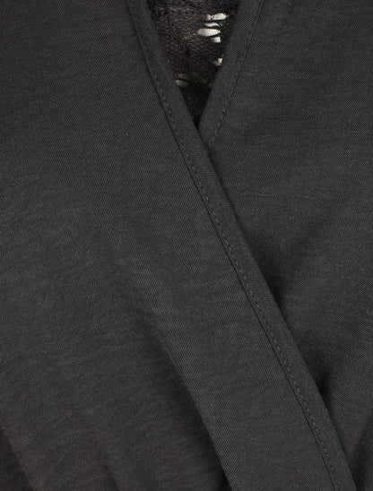 Robe courte évasée col à dentelle - Noir - 3