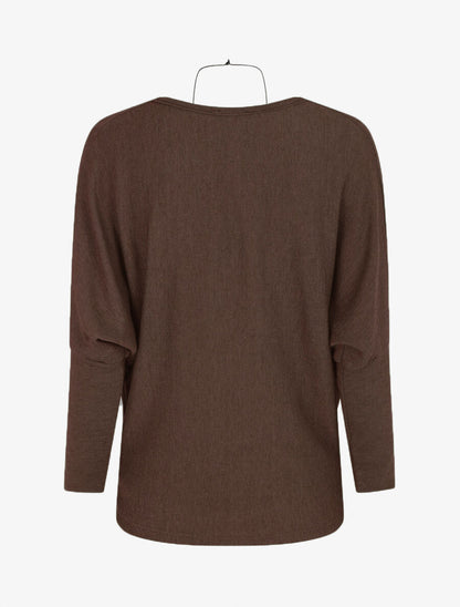 Pull droit col bénitier - Marron - 2