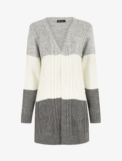 Gilet long à rayures - Gris - 1