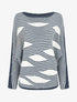 Pull ample à motif rayé fantaisie - Bleu - 1