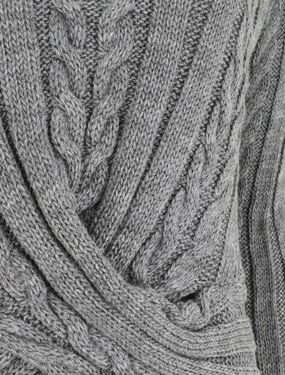 Pull droit torsadé en maille tressée - Gris - 3