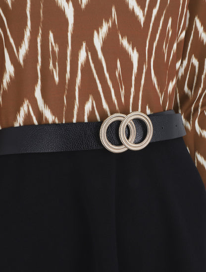 Robe bicolore imprimé abstrait - Camel - 3