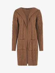 Gilet long à capuche - Marron - 4