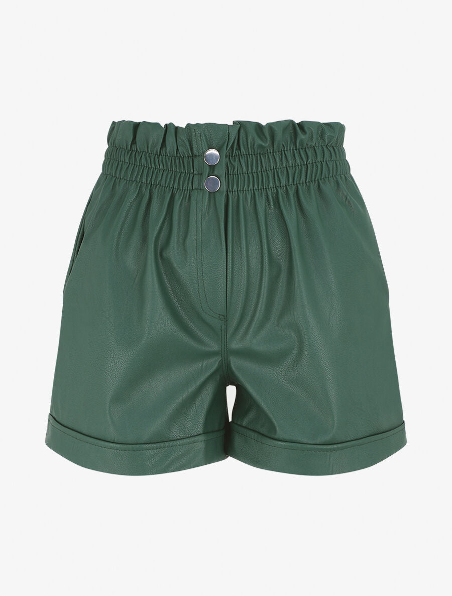 Short paper bag en simili - Vert sapin - 1