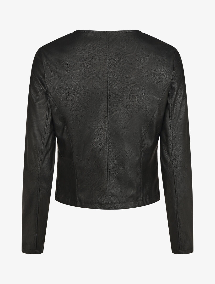 Veste droite zippée en simili - Noir - 2