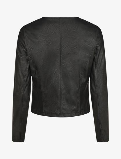 Veste droite zippée en simili - Noir - 2