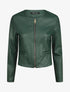 Veste droite zippée en simili - Vert foncé - 4