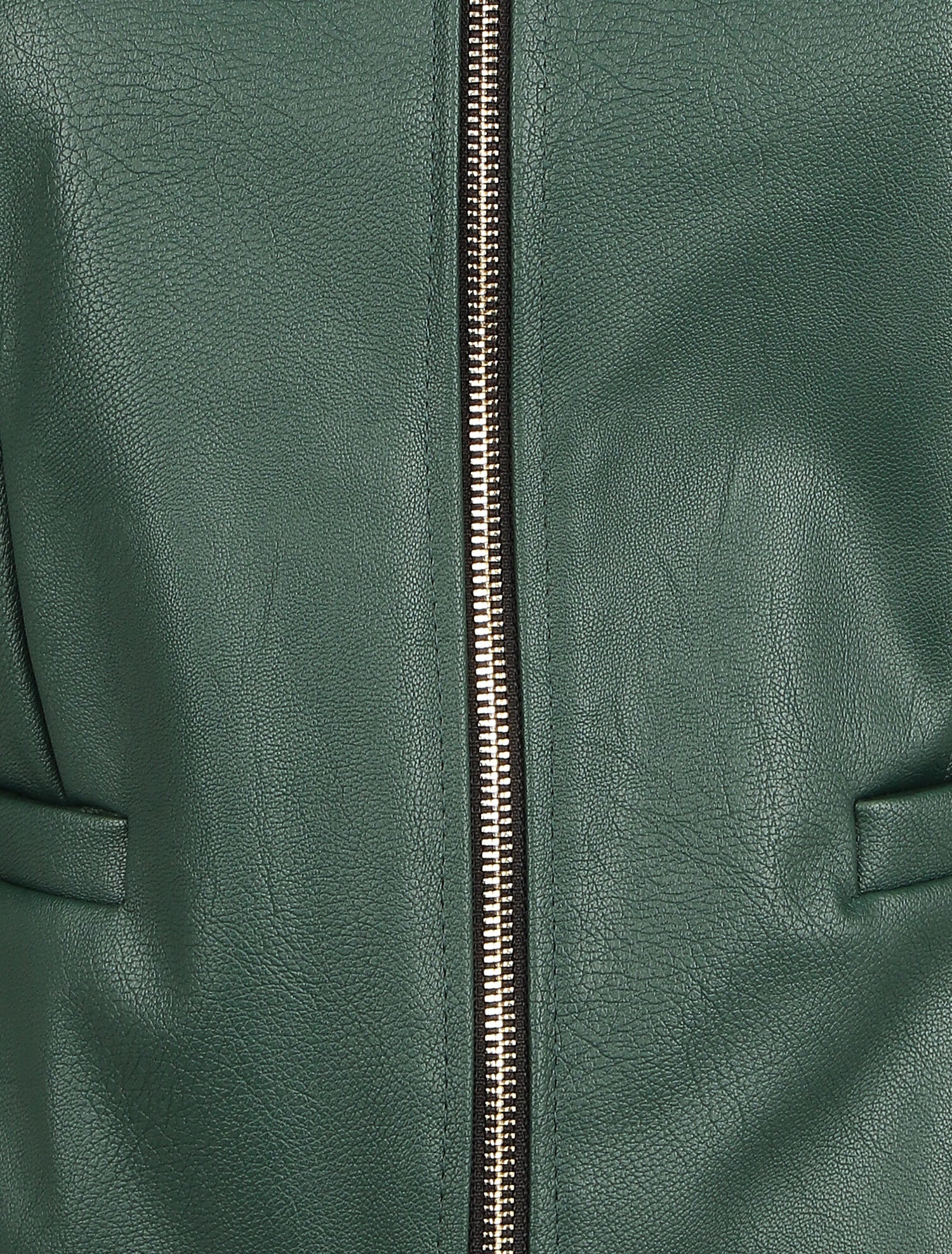 Veste droite zippée en simili - Vert foncé - 3