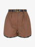 Short en simili à détail dentelle - Camel - 6